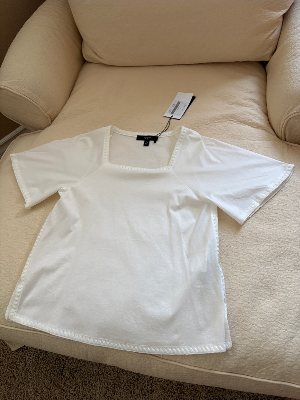 Weekend Max Mara Cream Square Neck Short Sleeve Tee